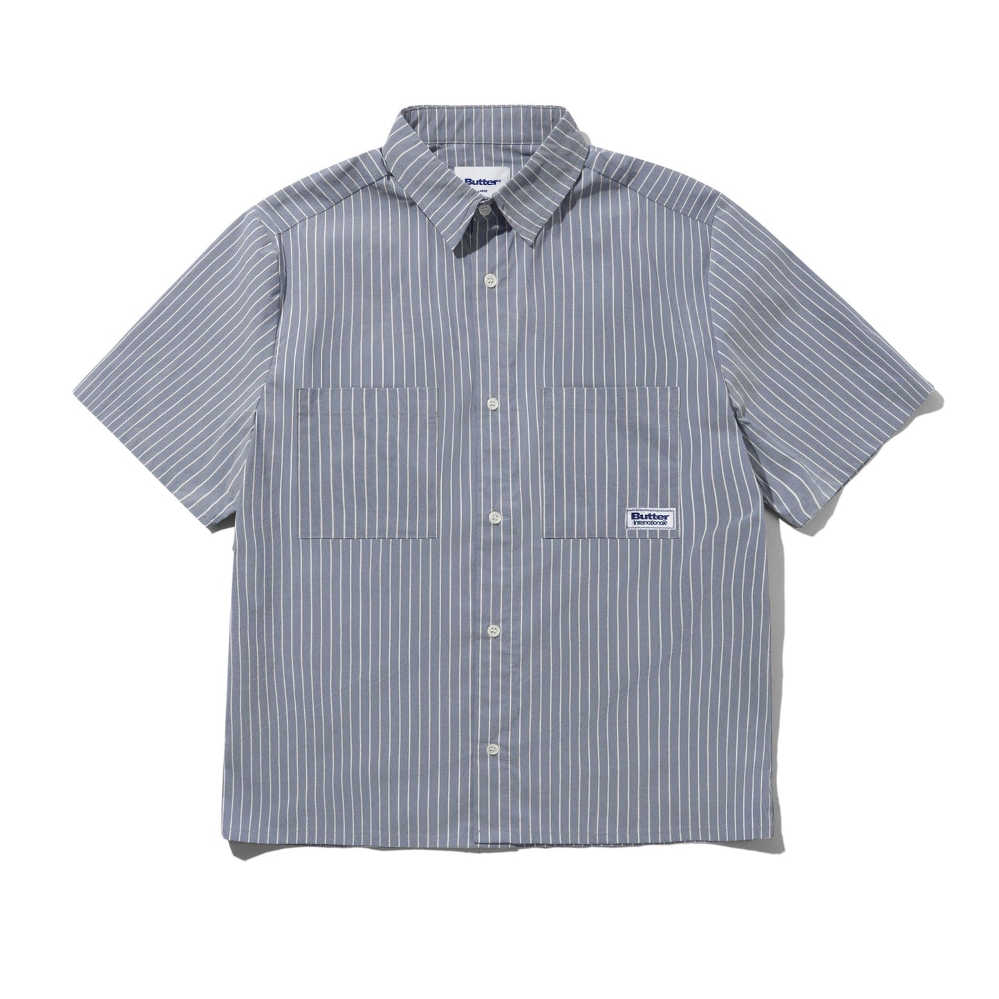 Vertical Stripe S/S Shirt - Stone Blue