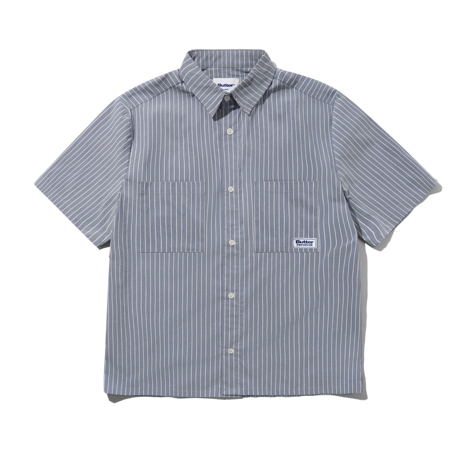 Vertical Stripe S/S Shirt - Stone Blue