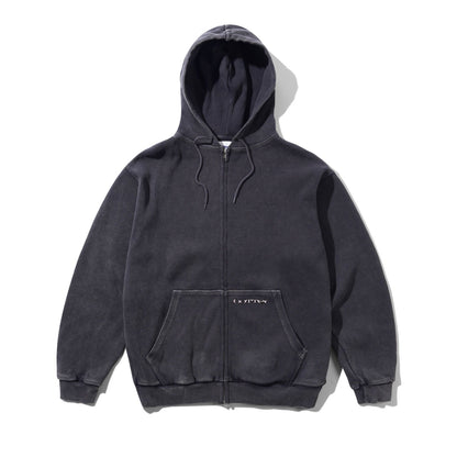 Waffle Zip-Thru Hood - Black Overdye