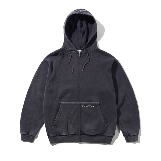 Waffle Zip-Thru Hood - Black Overdye