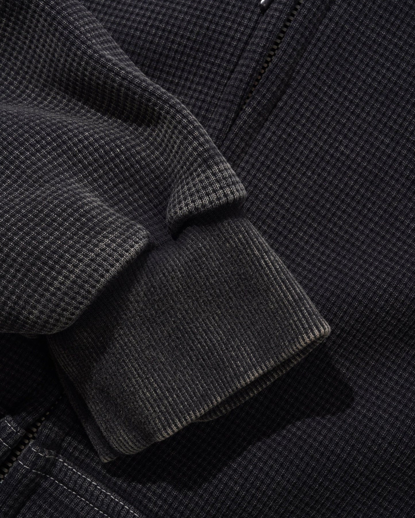 Waffle Zip-Thru Hood - Black Overdye