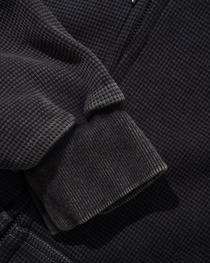 Waffle Zip-Thru Hood - Black Overdye