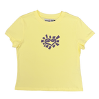 He@rt Baby Tee - Pale Yellow / Purple