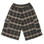 Yardsale Shoreline plaid shorts brown back view – UK skateboarding cargo shorts
