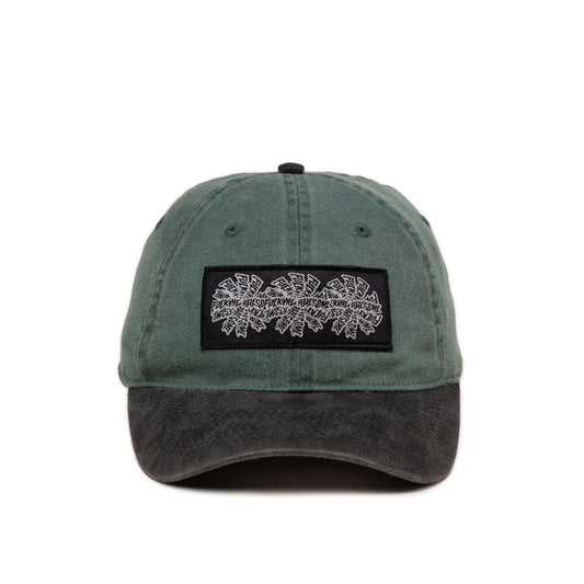 Three Spiral Edge Stitch 6 Panel Cap - Olive / Black