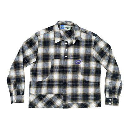 Plaid shirt with brand logo on a white background