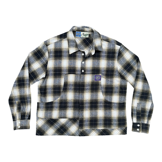 Plaid shirt with brand logo on a white background