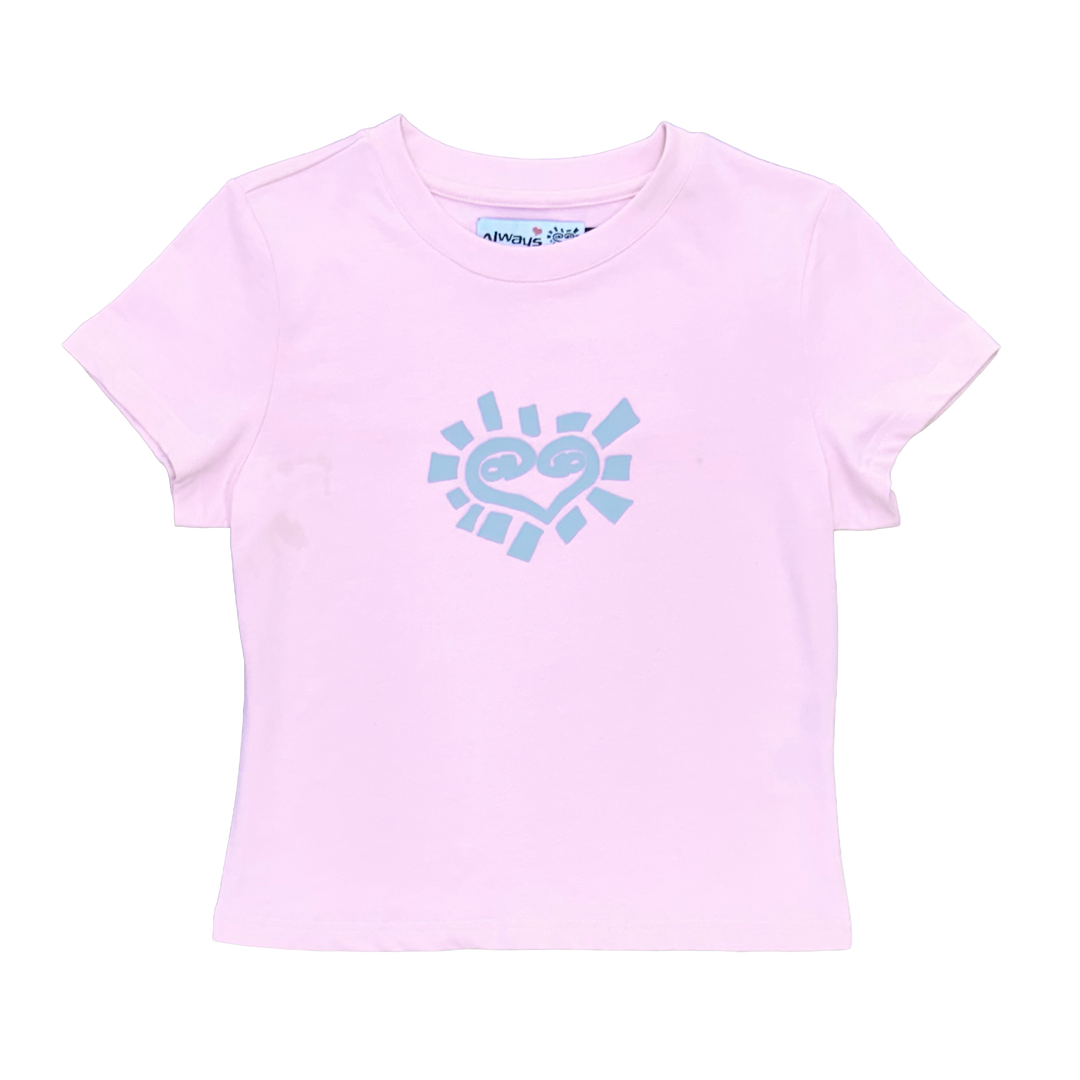 He@rt Baby Tee - Pink / Silver
