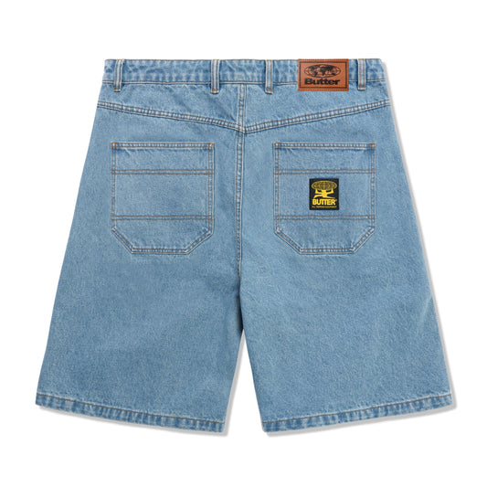 Patch Pocket Denim Shorts - Faded Blue