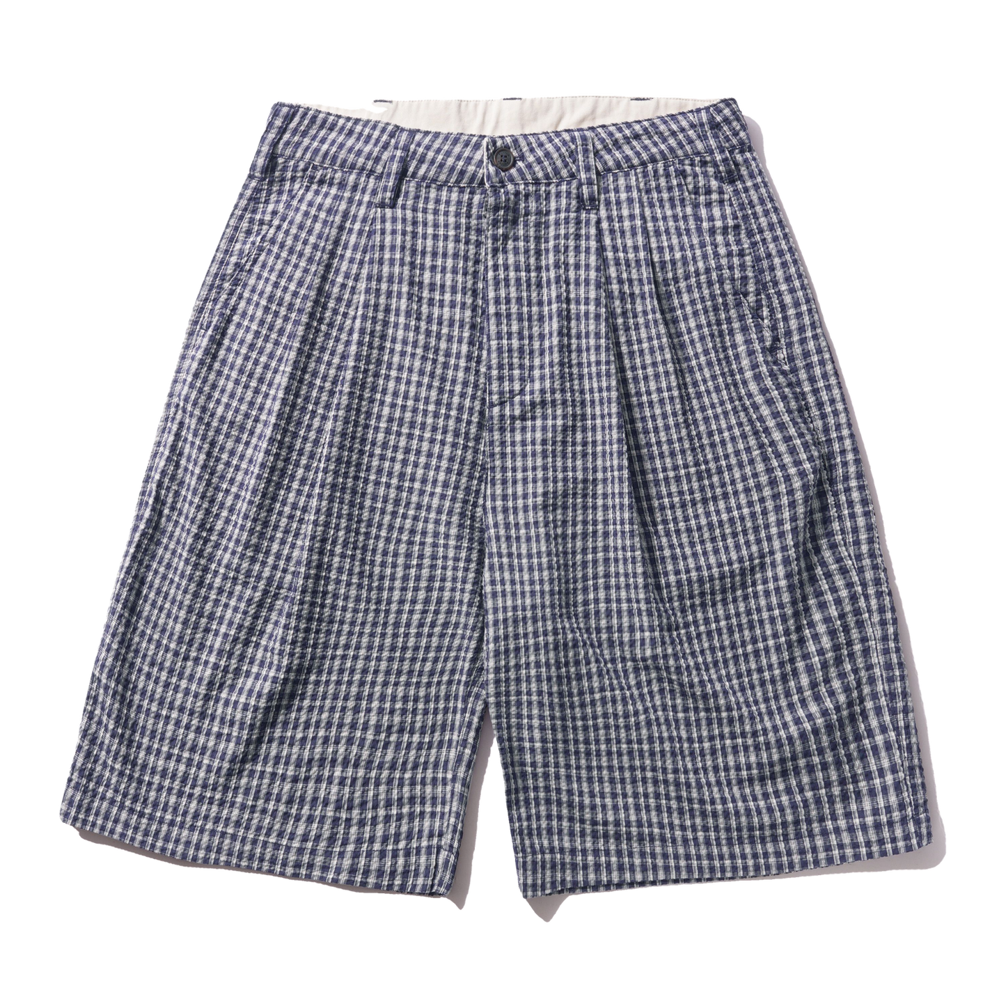 Pleated Shorts - Navy Plaid