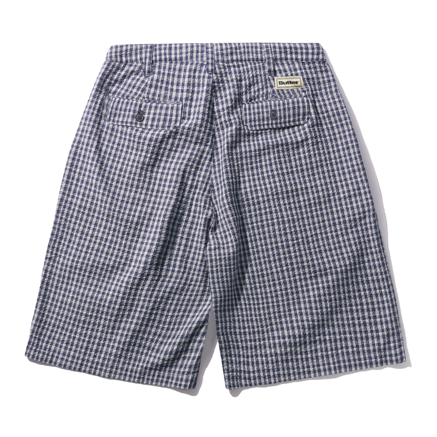 Pleated Shorts - Navy Plaid