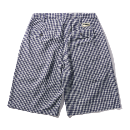 Pleated Shorts - Navy Plaid