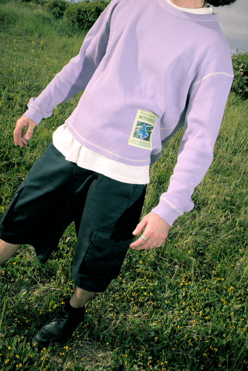 Butterfly Thermal Waffle Longsleeve - Purple