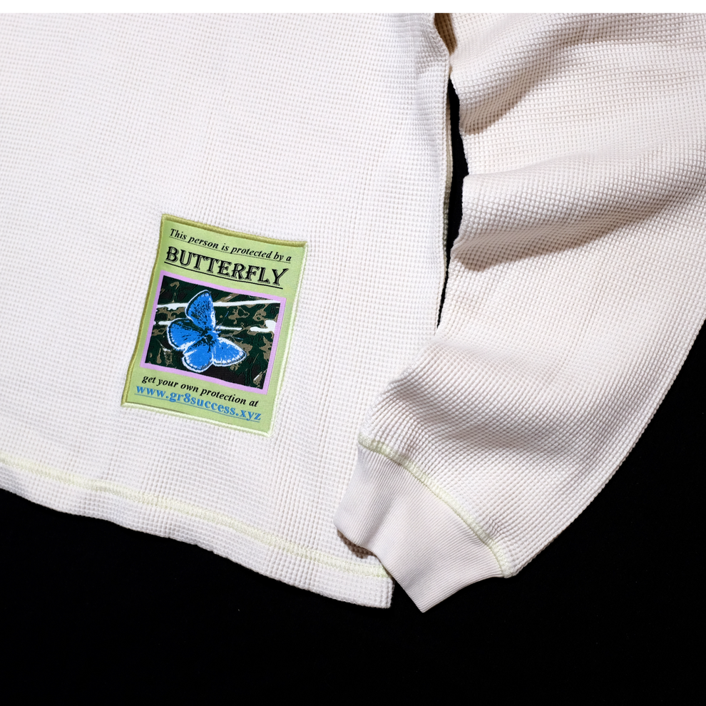 Butterfly Thermal Waffle Longsleeve - Cream