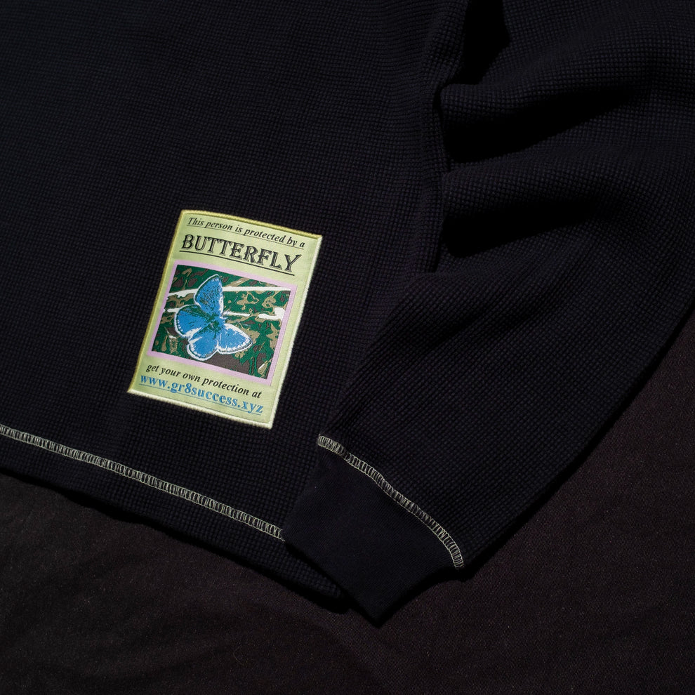 Butterfly Thermal Waffle Longsleeve - Black