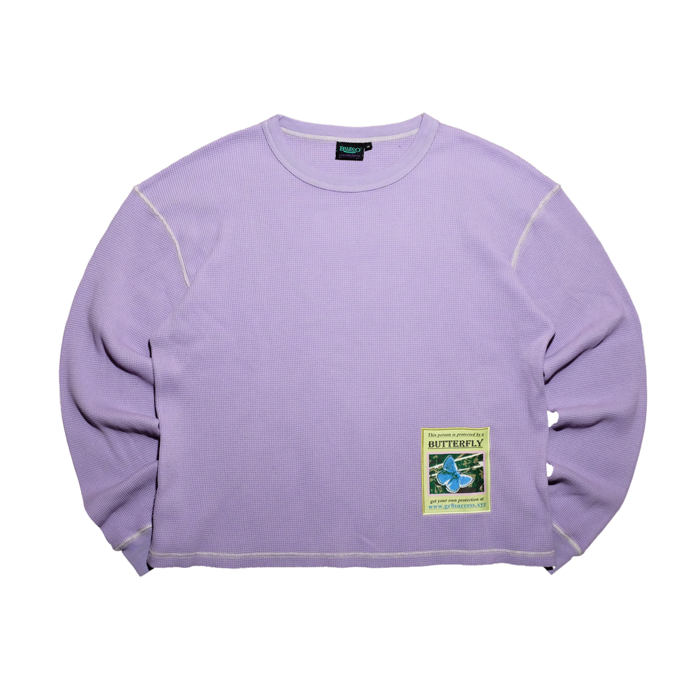 Butterfly Thermal Waffle Longsleeve - Purple