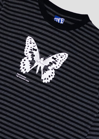 Butterfly Stripes Long Sleeve - Black / Grey