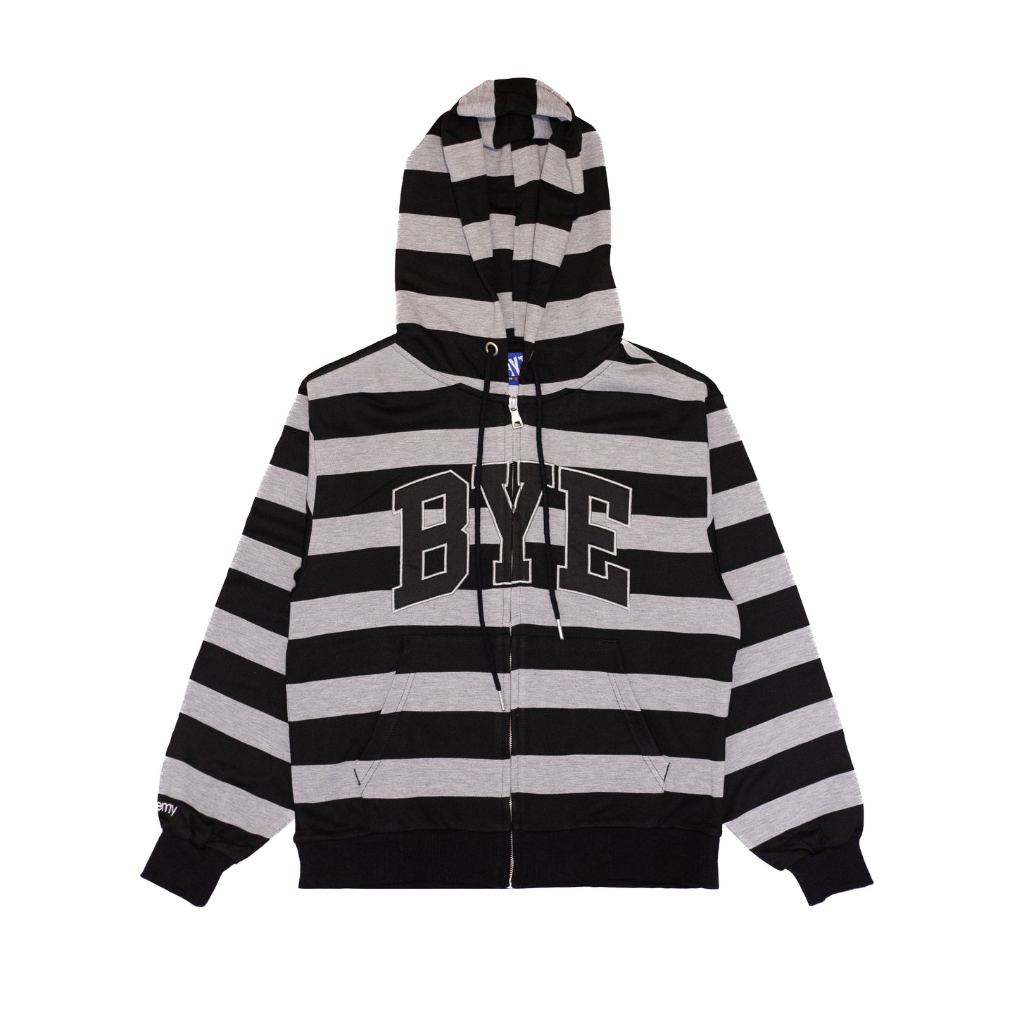 Bye Zip Hoodie - Black / Grey Striped