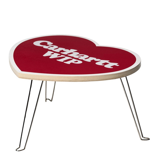 Heart-shaped table with 'Carhartt WIP' branding on a white background