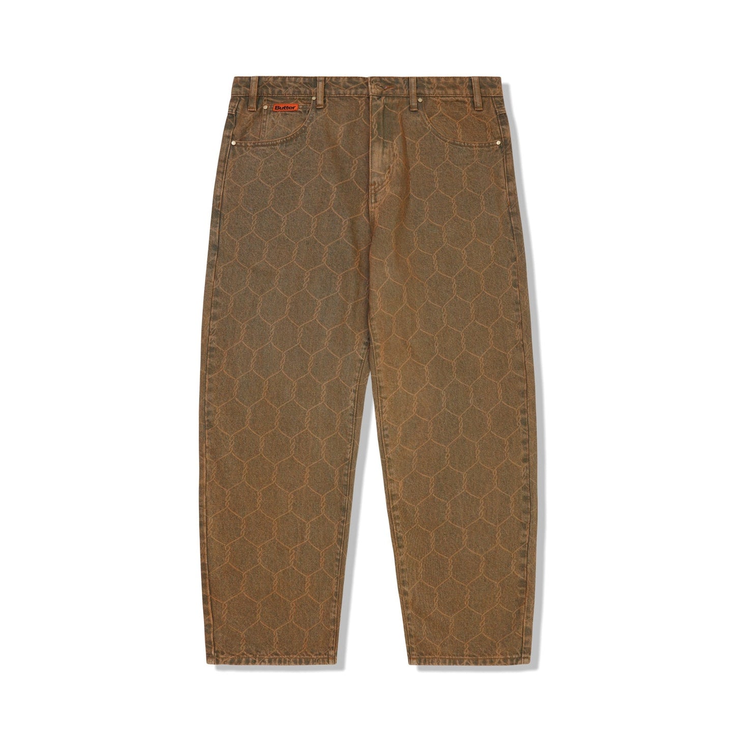Chain Link Denim Jeans - Washed Brown