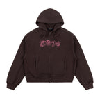 Distressed Terry Zip Hoodie - Acid Brown