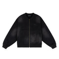 Black leather jacket on a white background