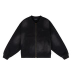 Black leather jacket on a white background