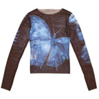 Butterfly Mesh Shirt - Black / Blue