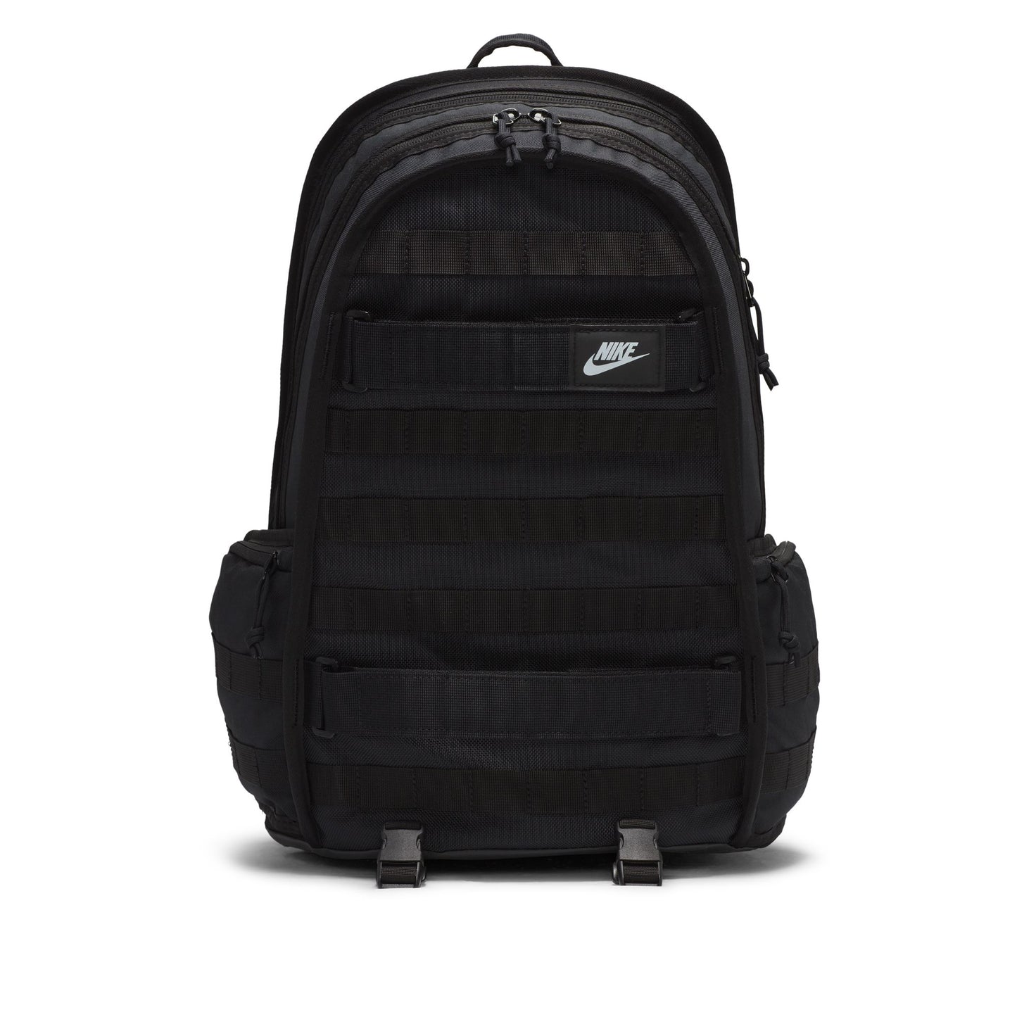 Black Nike backpack on a white background