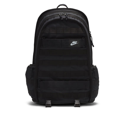 Black Nike backpack on a white background