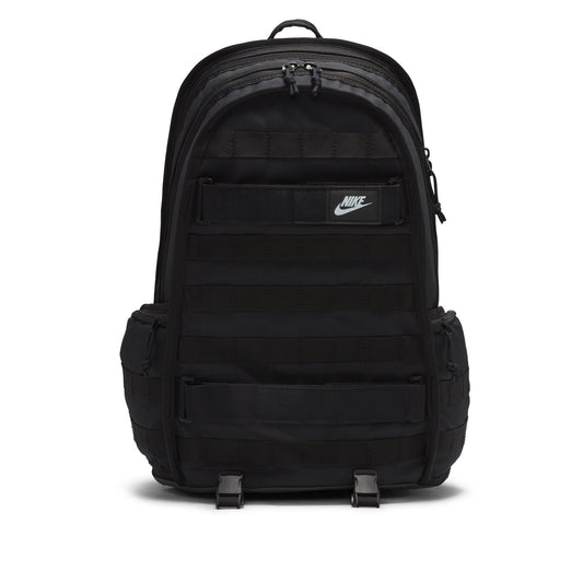 Black Nike backpack on a white background