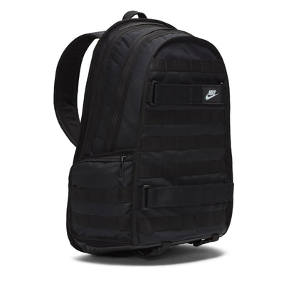 Black backpack with Nike logo on a white background