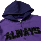 Human Applique Zip Hoodie - Purple