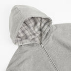 Reversible Plaid Zip Hoodie - Grey / Stone