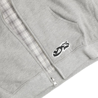 Reversible Plaid Zip Hoodie - Grey / Stone