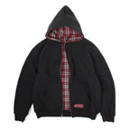 Reversible Plaid Zip Hoodie - Red / Black