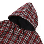 Reversible Plaid Zip Hoodie - Red / Black