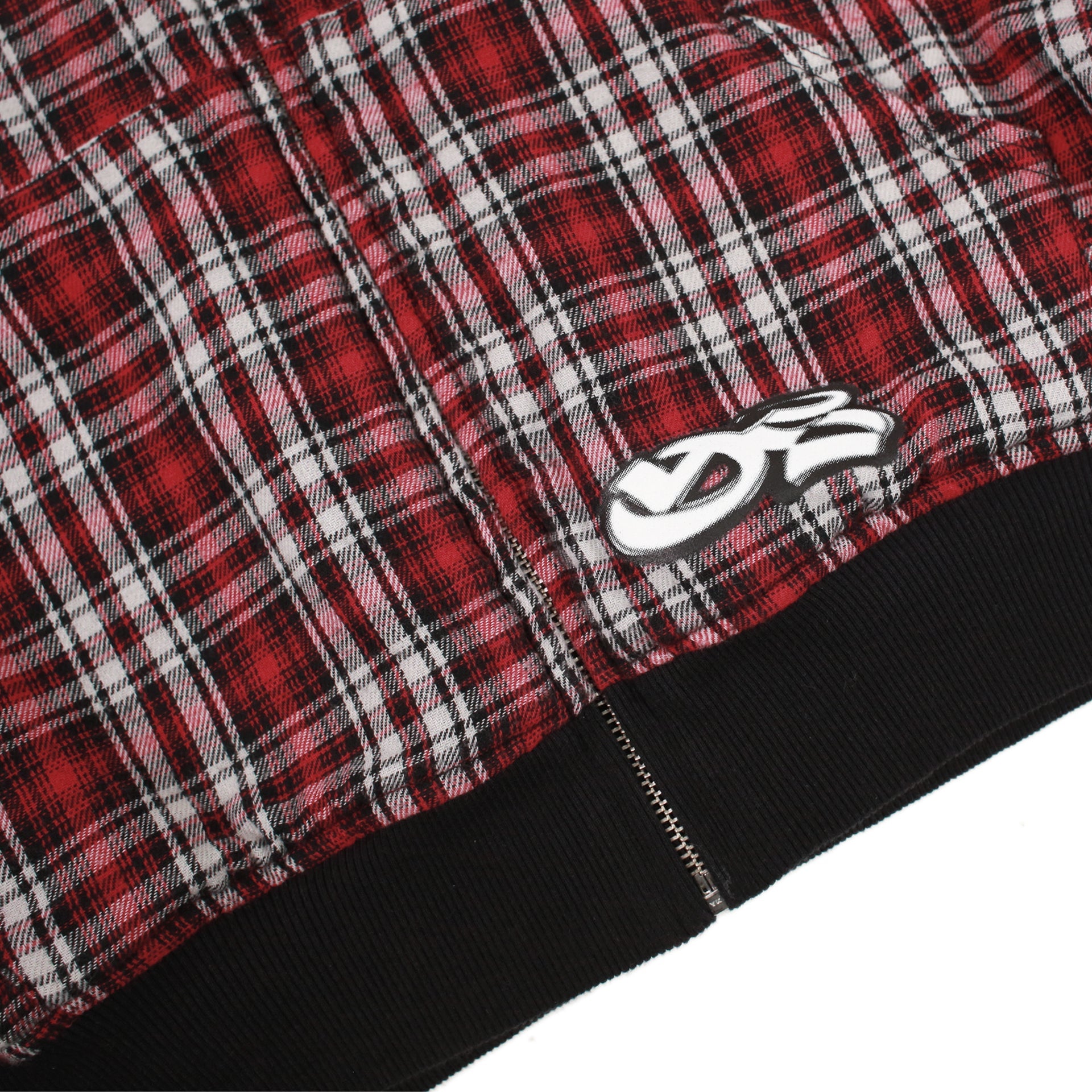 Reversible Plaid Zip Hoodie - Red / Black