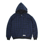 Reversible Plaid Zip Hoodie - Black / Indigo