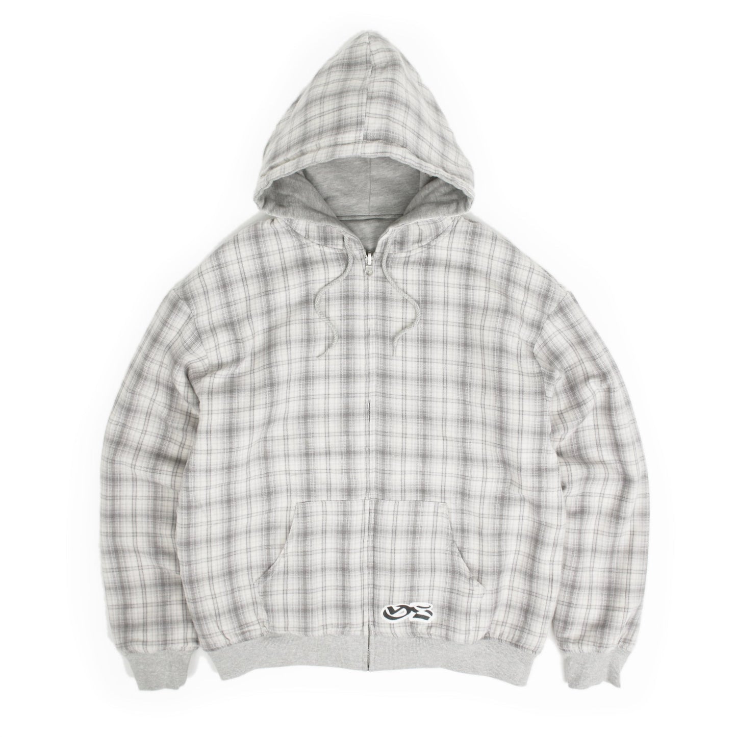 Reversible Plaid Zip Hoodie - Grey / Stone