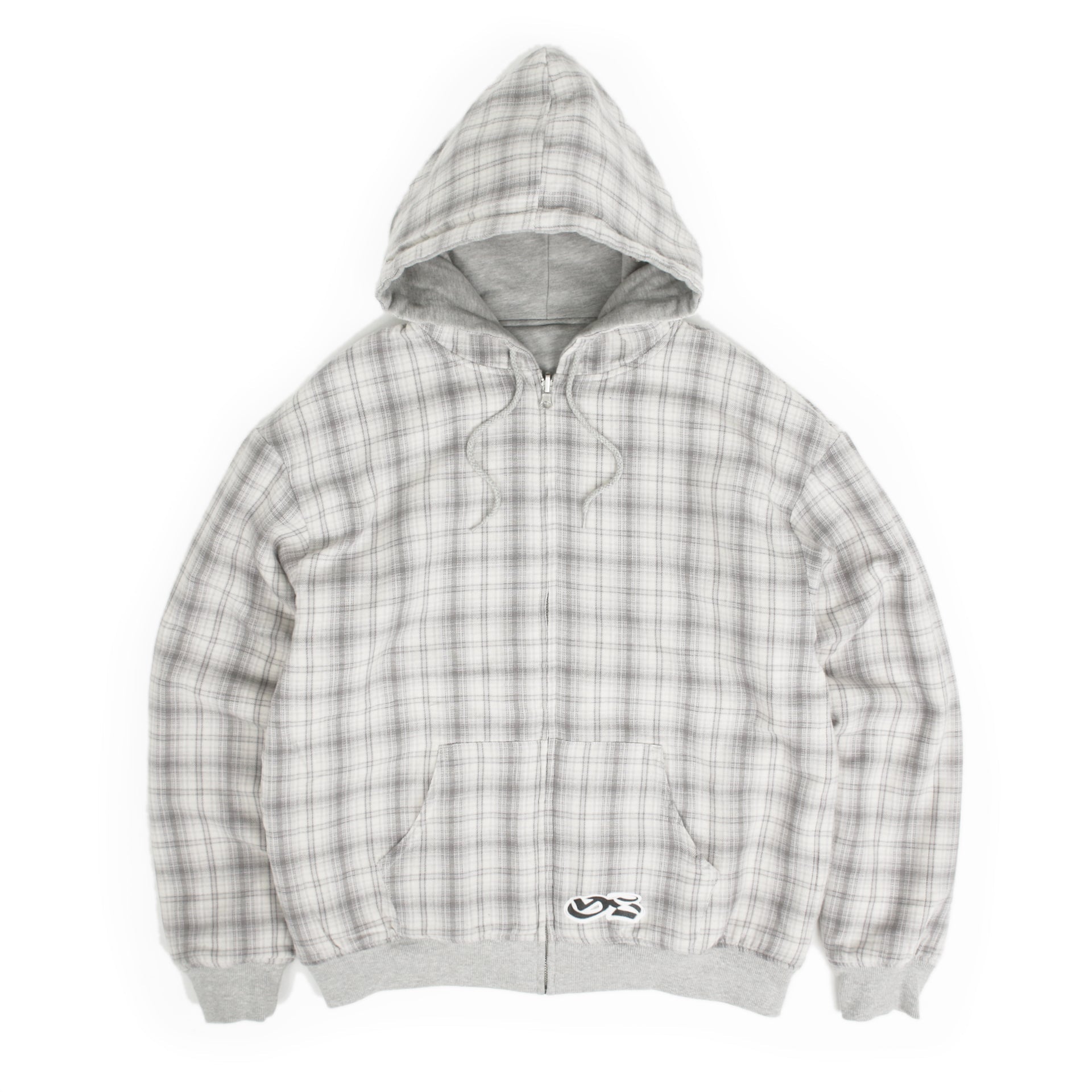 Reversible Plaid Zip Hoodie - Grey / Stone