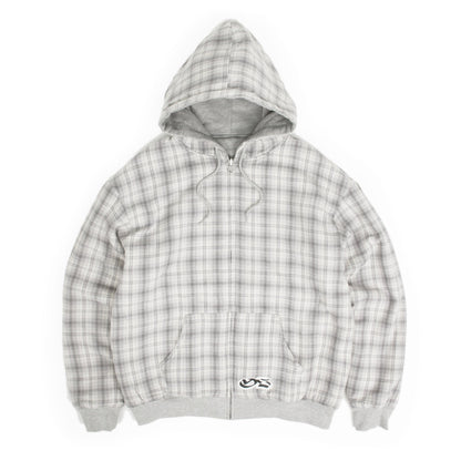 Reversible Plaid Zip Hoodie - Grey / Stone