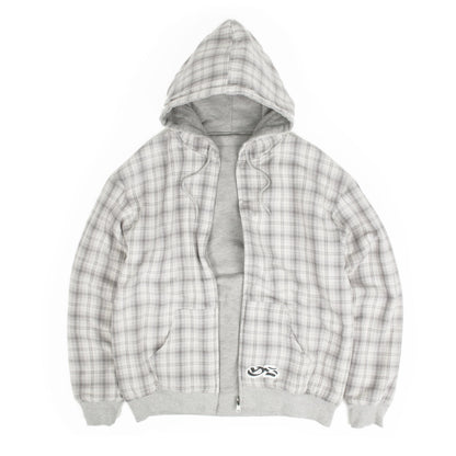 Reversible Plaid Zip Hoodie - Grey / Stone
