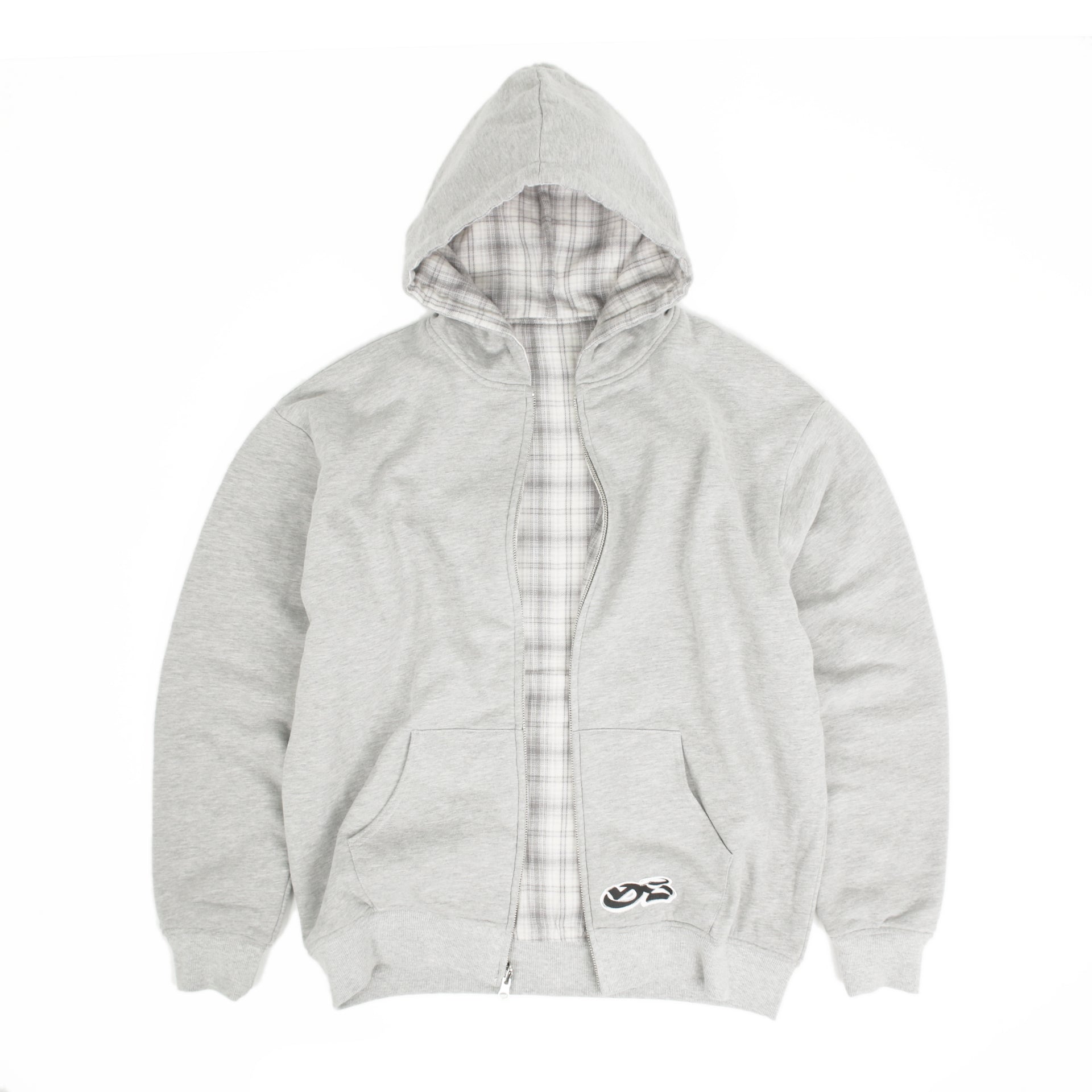 Yardsale Reversible Plaid Zip Hoodie - Grey / Stone – Cybercafé