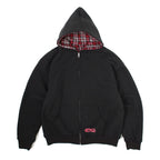Reversible Plaid Zip Hoodie - Red / Black