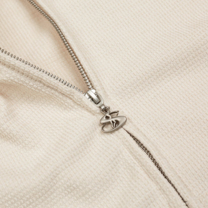 Sprayed Waffle Zip Hoodie - Off White