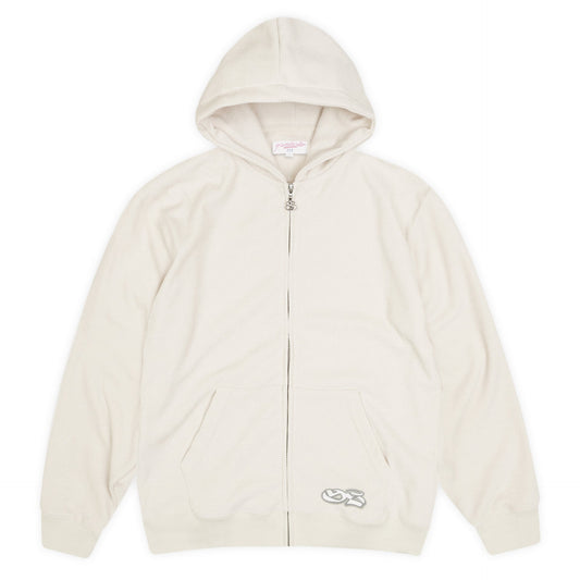 Sprayed Waffle Zip Hoodie - Off White
