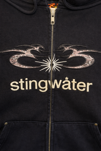 Moses Snake Zip Up Hoodie - Faded Black