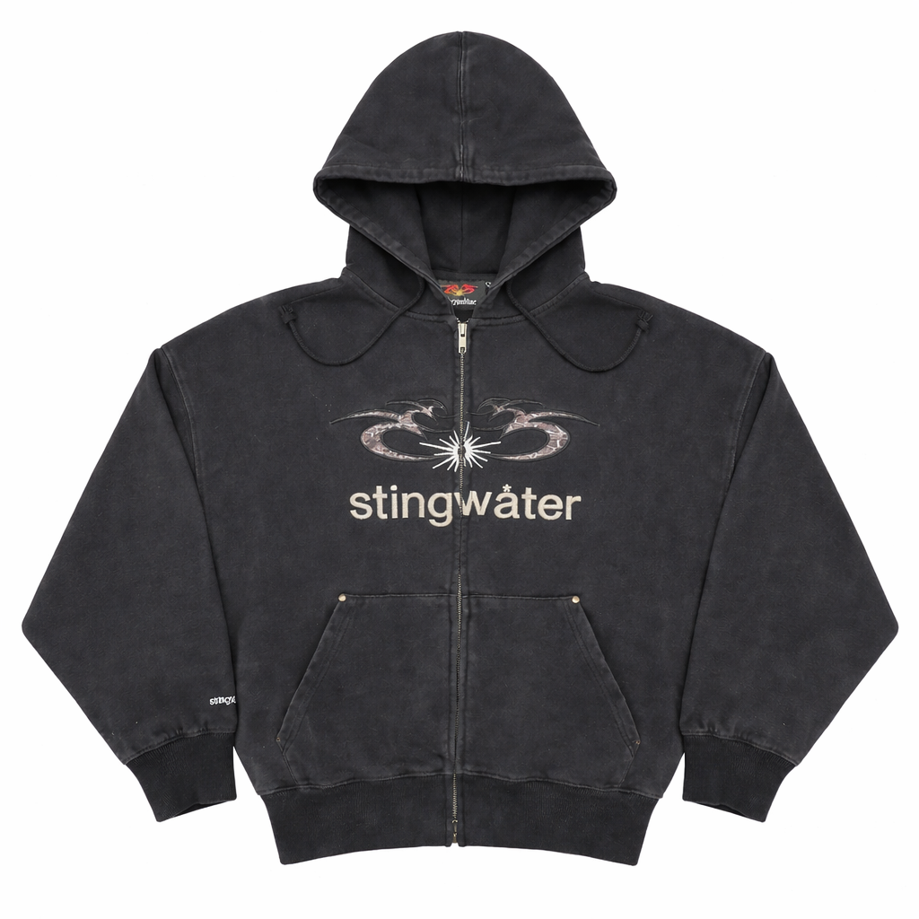 Moses Snake Zip Up Hoodie - Faded Black