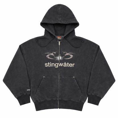 Moses Snake Zip Up Hoodie - Faded Black